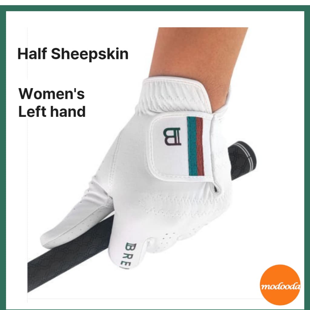 [BRENCE] Luva De Golfe Feminina Coreana Meia Pele De Carneiro RoRo Pinger White (⭐ Mão Esquerda)