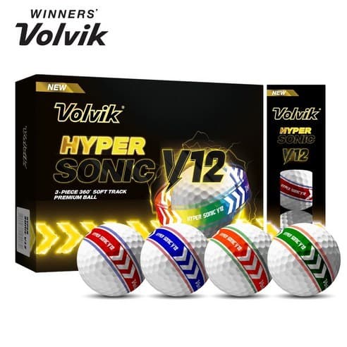 [12 Unidades] Bolas De Golfe Volvik Hyper Sonic V12 Premium 3 Peças 360 ° Recuperação Alta De Pista Macia