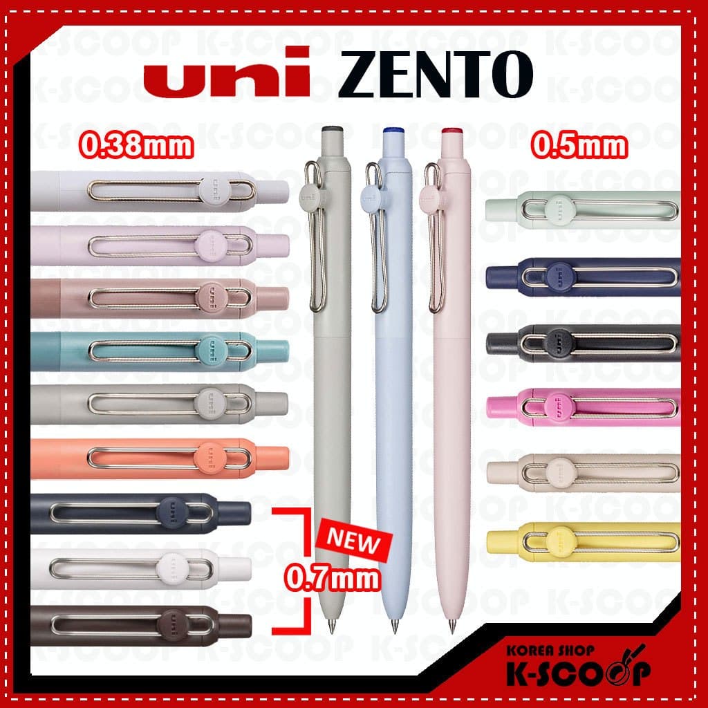 Caneta Rollerball Uni-ball ZENTO 0.38 Mm 0.5 0.7-Tinta Ultra Suave , De Secagem Rápida E À Prova D'água