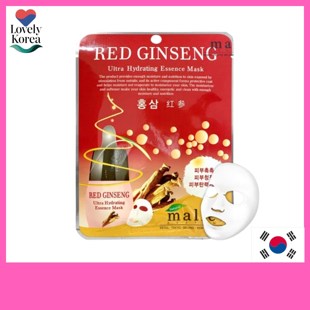 [Marie] Pacote De Máscara Essência Ultra Hidratante 20ml Ginseng Vermelho Vitalizante Nutrição Brilho Radiante 1 Unidade