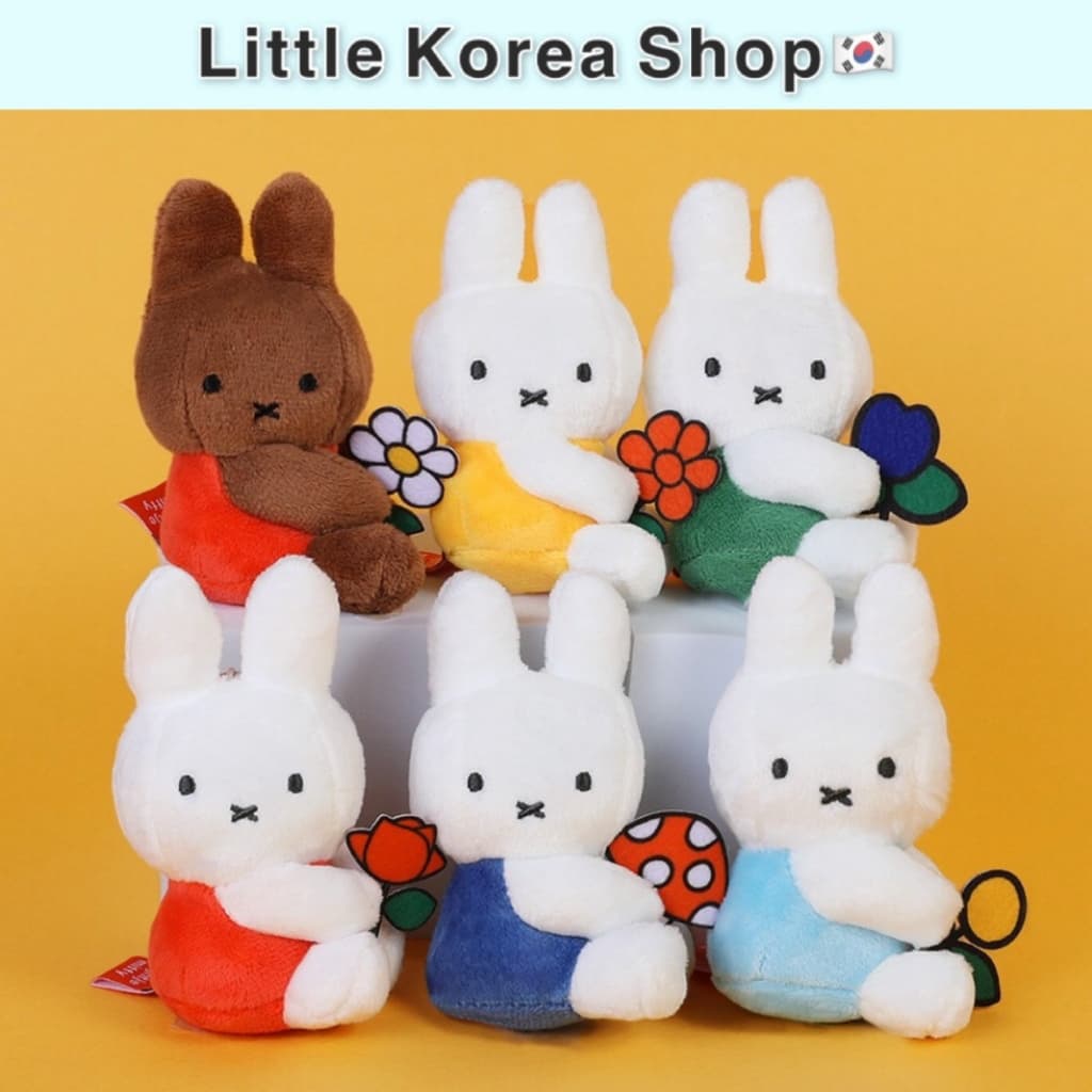 [Miffy] Genuíno ✨ Segurando O Charme Bonito Do Saco Chaveiro 8cm Luxuoso Macio Da Flor , Acessórios