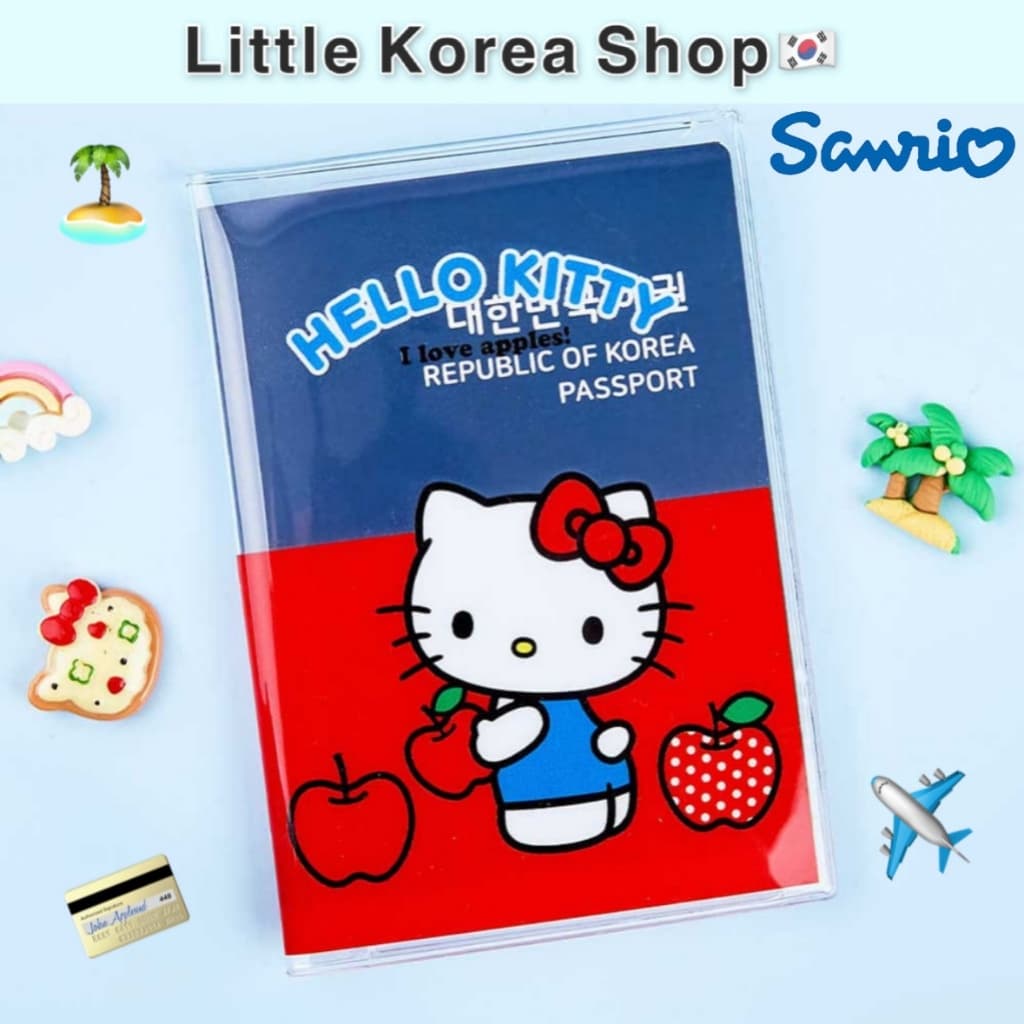 [Sanrio] ✨ 2026 Novos Produtos Capa Para Passaporte Hello Kitty Apple-Protetora De PVC Transparente/Bolso Cartão Guardar