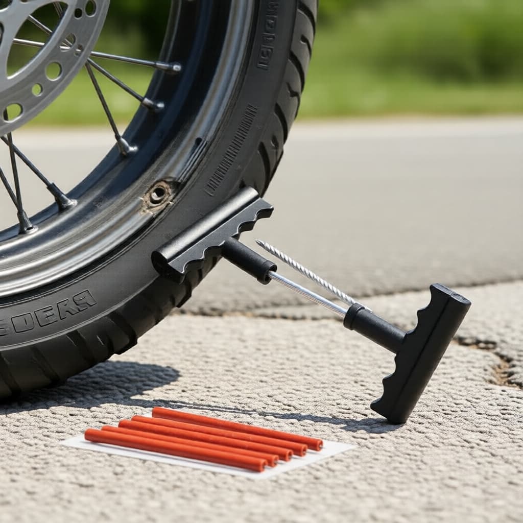  Kit de Reparo de Furos de Pneu Tubeless para Carro e Moto - Inclui Tiras de Borracha e Macarrão