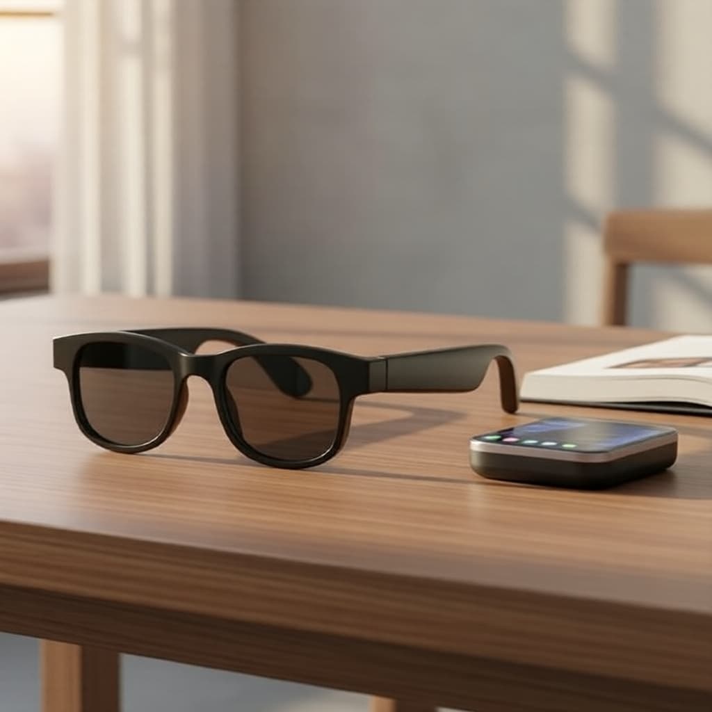  Óculos Inteligente Bluetooth 5.3, UV400 Antirreflexo Azul, Assistente de Voz, Óculos de Música à Prova d’Água