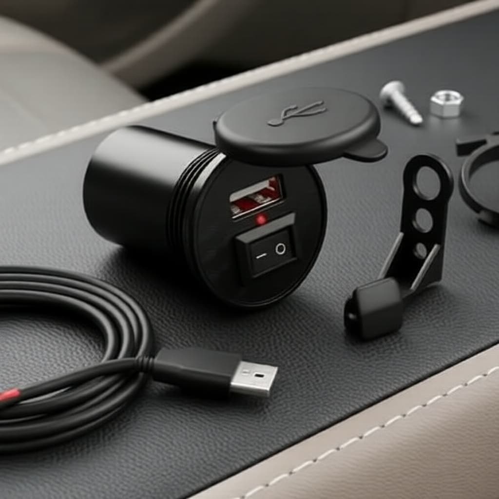  Porta USB para motocicleta 12V com interruptor liga/desliga, carregador à prova d'água para telefones