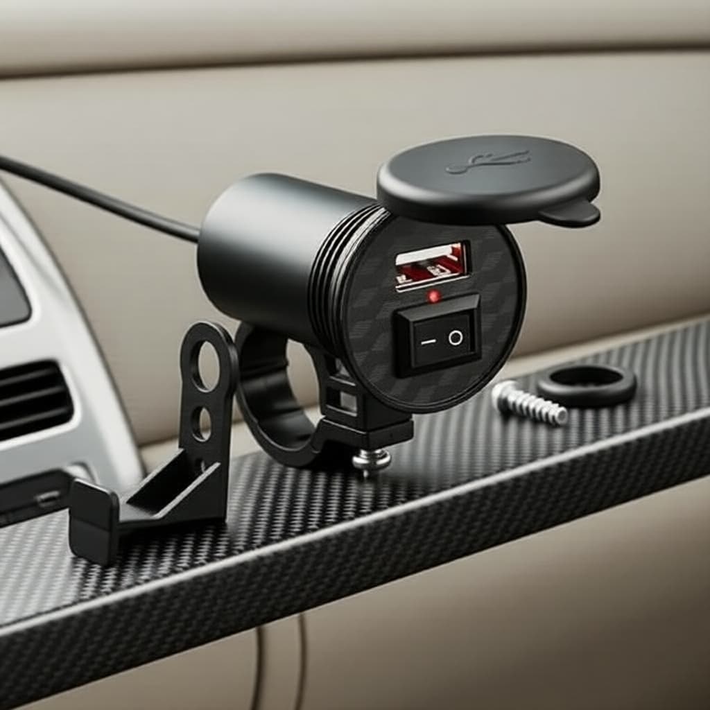  Adaptador Carregador USB à Prova D’Água 12V para Moto com Interruptor Liga/Desliga para Telefones