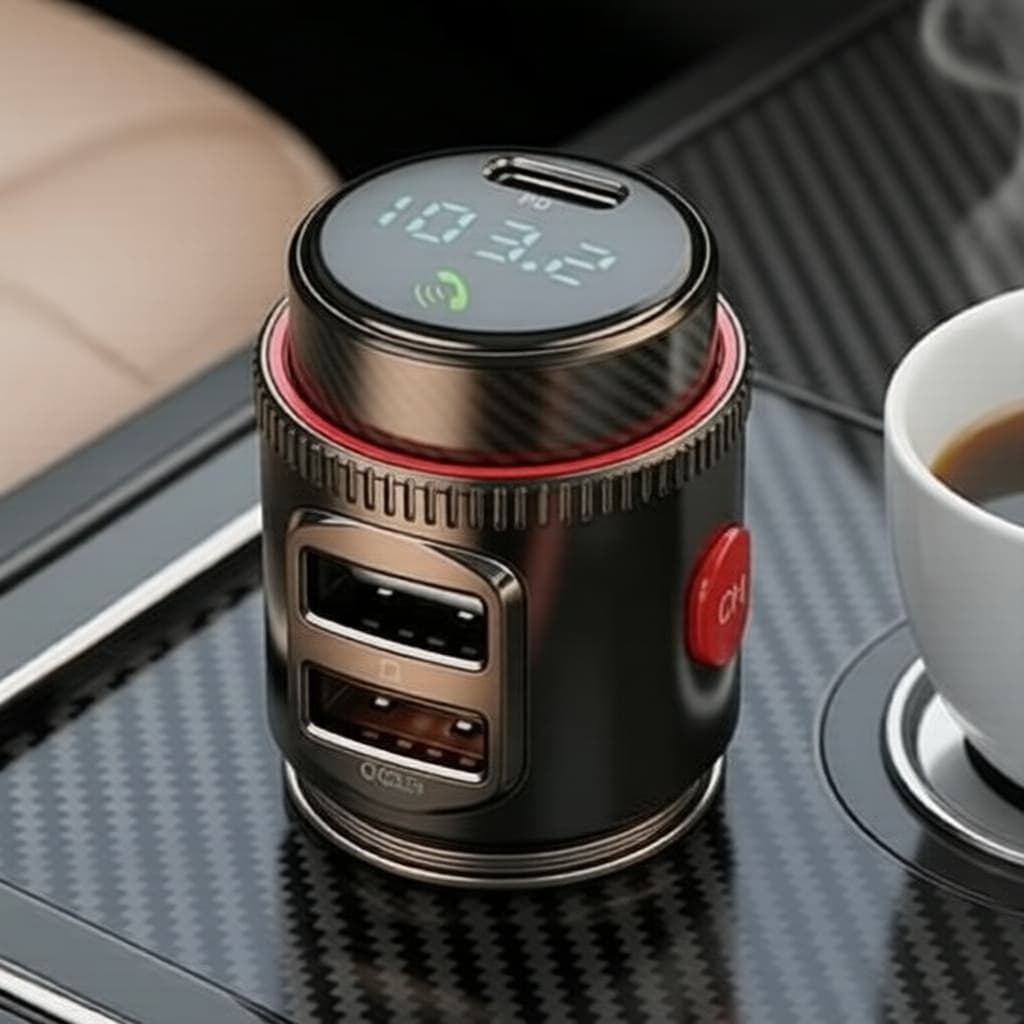  Transmissor Bluetooth FM MP3 Player para Carro com Carregadores USB Duplos e Áudio Mãos Livres