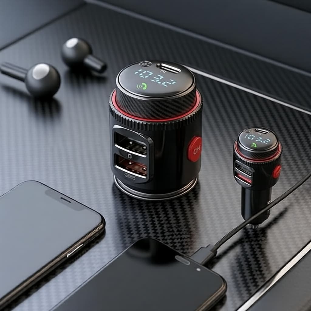  Transmissor Bluetooth para áudio de carro, MP3 Player, viva-voz e 2 portas USB para carregamento