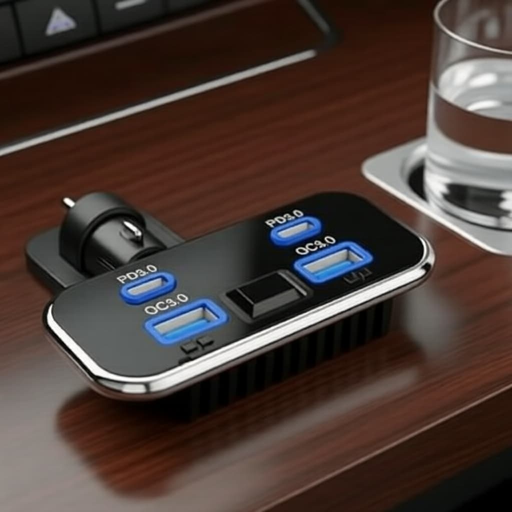  Carregador Veicular 4 Portas USB 12V 24V QC 3.0 Dual PD 3.0 Tipo-C IP à Prova D'Água de Carregamento Rápido