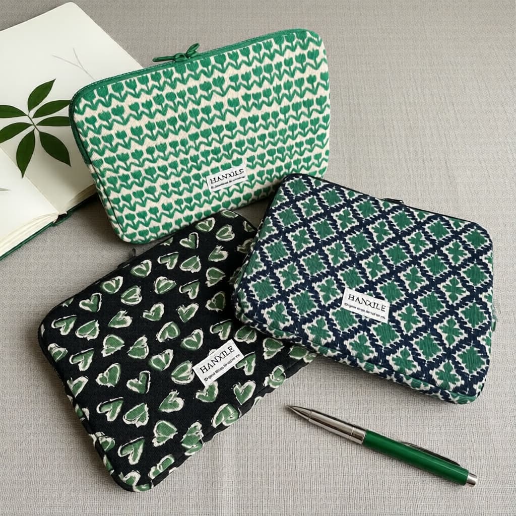  Bolsa para Laptop Vintage de Veludo Cotelê 13 Polegadas, Estilo Coreano Ins, À Prova de Choque, Bolsa para Tablet para