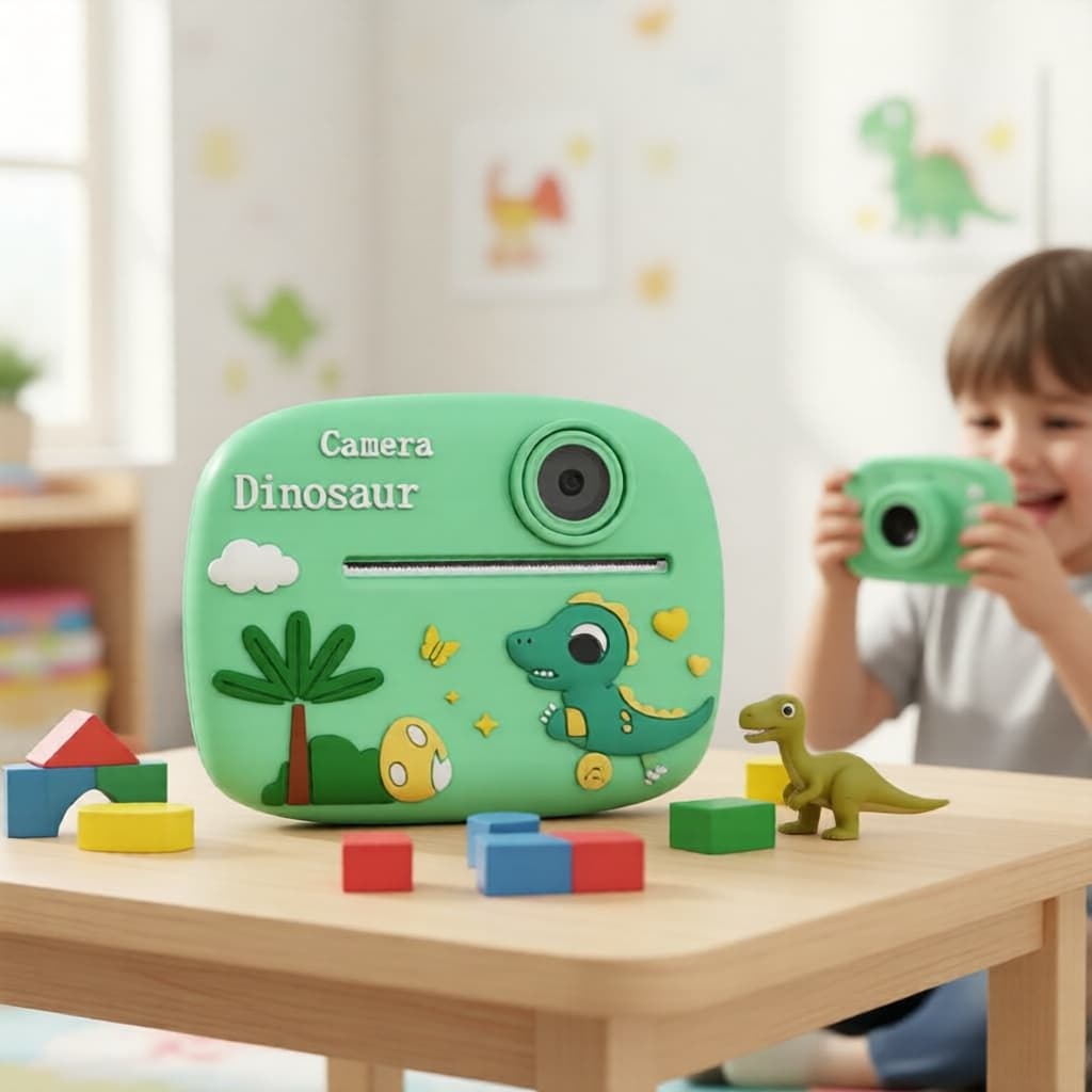  Câmera Digital Infantil com Impressão Instantânea, MP3, Músicas e Jogos, Foto com Um Botão