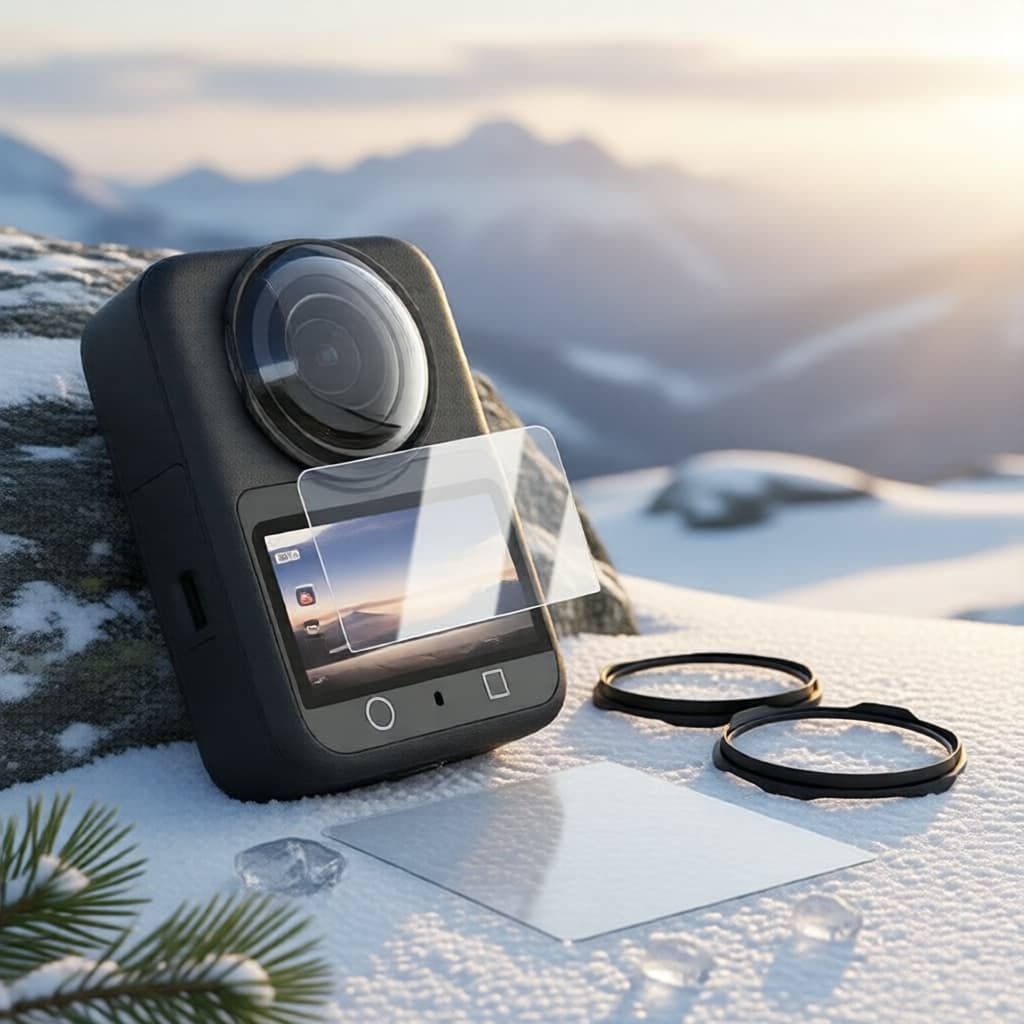  Protetor de Lente DJI OSMO 360 Câmera 2-Pack + 1 Protetor de Tela de Vidro Temperado, Capa Resistente a Arranhões