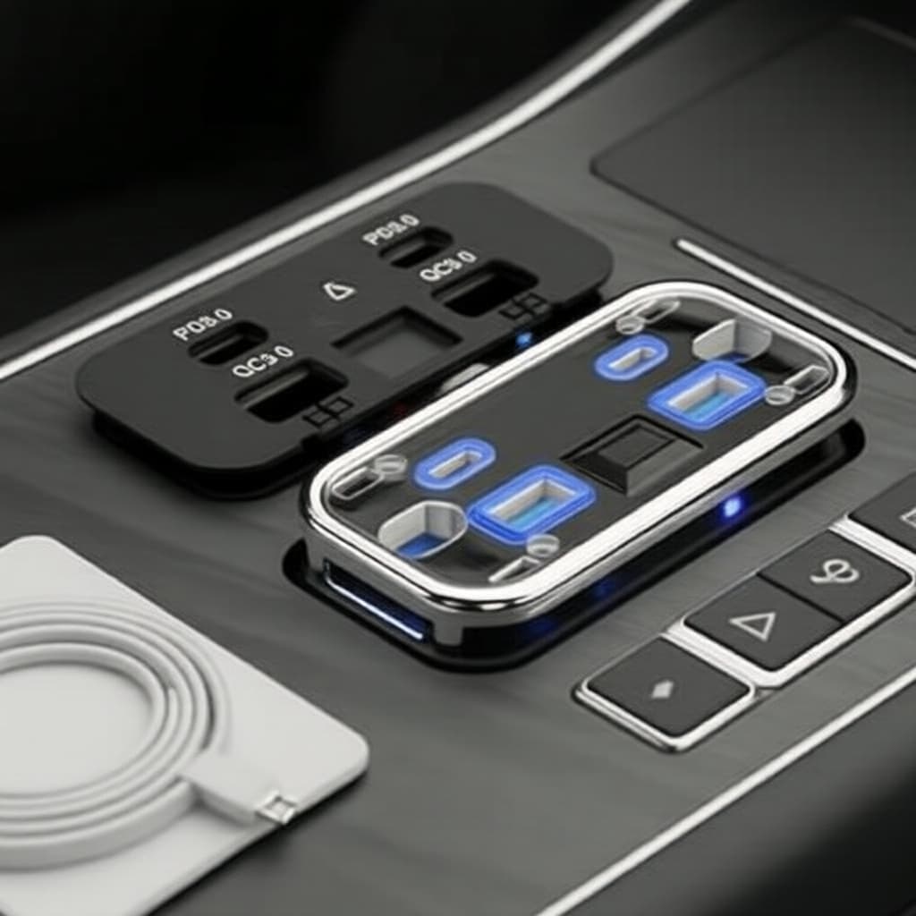  Carregador Veicular 4 Portas 76W à Prova d'Água 12V 24V QC 3.0 Duplo PD3.0 Tipo-C USB Carregamento Rápido