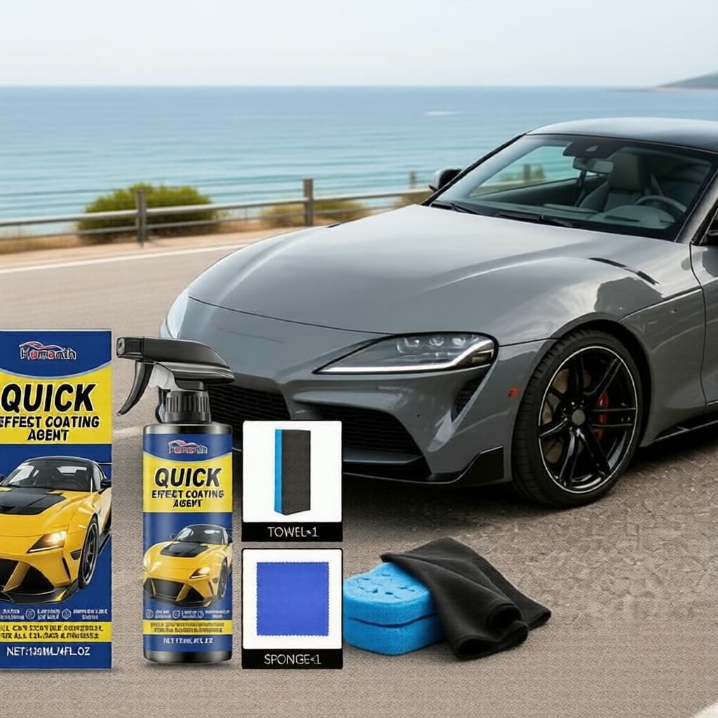  Spray Cerâmico Automotivo Hidrofóbico Avançado 120ml - Kit de Proteção de Pintura SiO2 com Toalha e Esponja Incluídos
