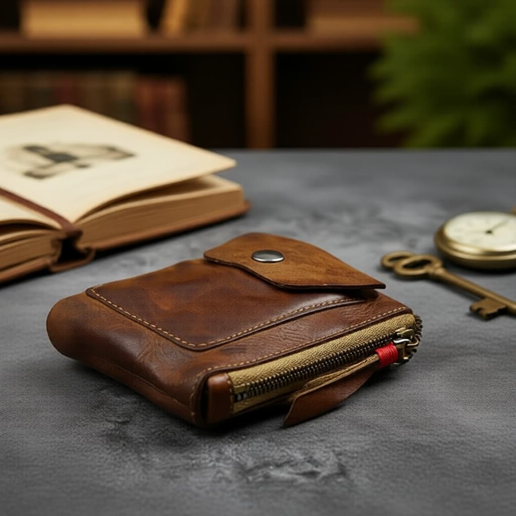  Bolsa de Moedas Mini Retrô de Couro Legítimo, Cartucheira Unissex