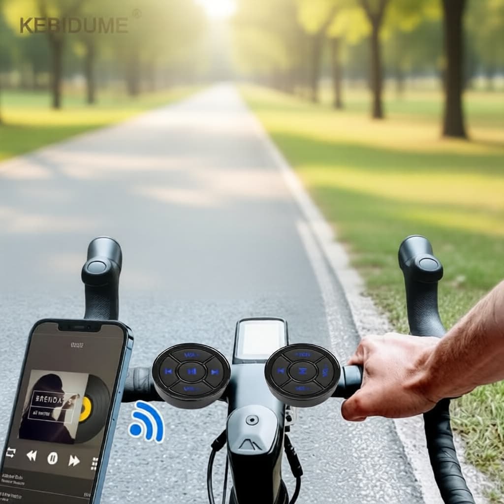  Controle Remoto Universal Sem Fio para Volante de Carro com 5 Teclas, Controle de Volume Multimídia Bluetooth para