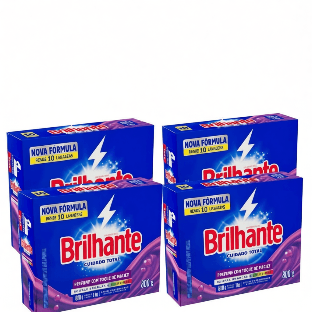 4 Caixas sabão em Pó Brilhante 800g cada Lava Roupas Concentrado