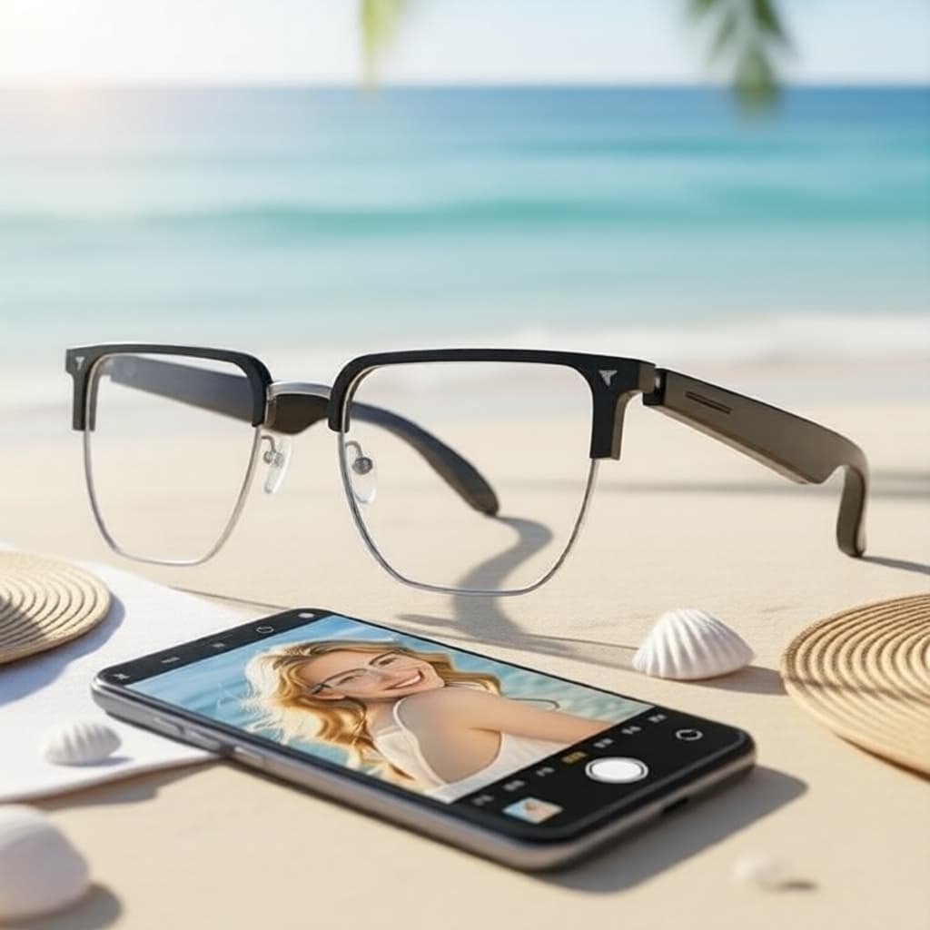  Óculos Inteligentes Bluetooth para Homens e Mulheres: Recursos de IA, Reprodução de Música, Fotografia Remota, Controle