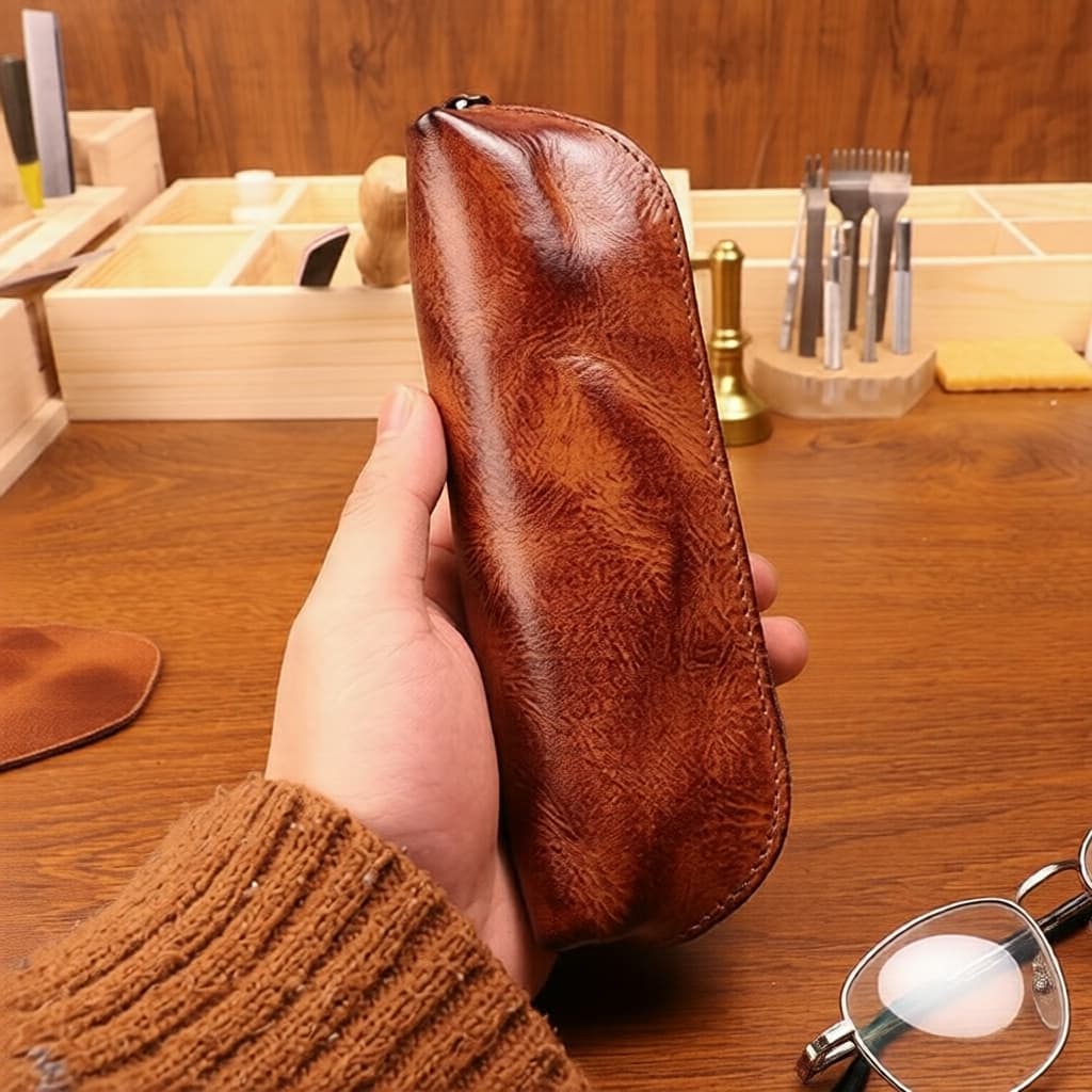  Bolsa Masculina Retrô de Couro Legítimo para Canetas, Papelaria e Óculos