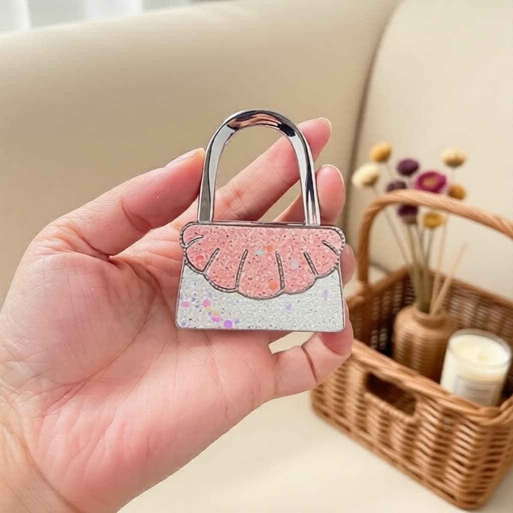  Organizador de Bolsa Boho em Renda com Gancho | Suporte de Bolsa de Liga de Zinco para Mesa