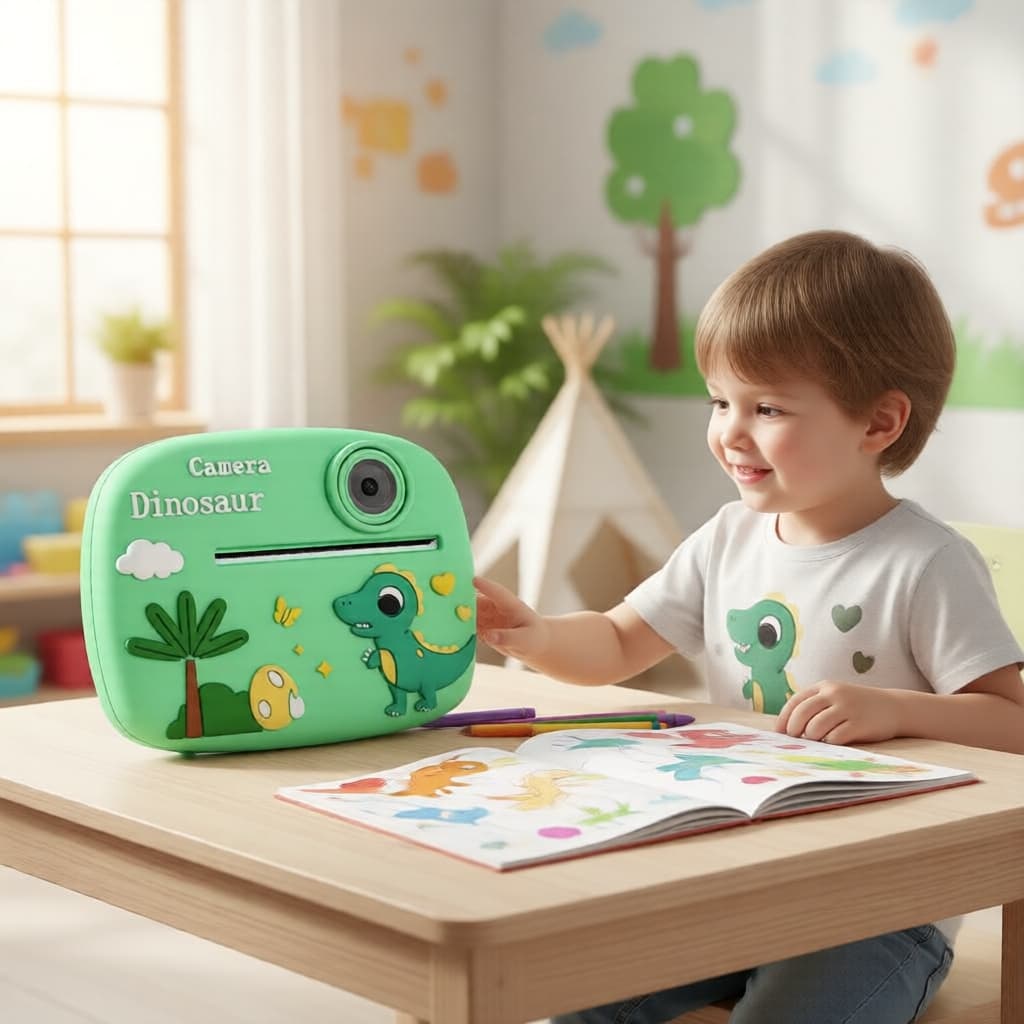 Câmera Instantânea para Crianças com Impressão Rápida, MP3 Integrado e Jogos, Impressão com Um Toque