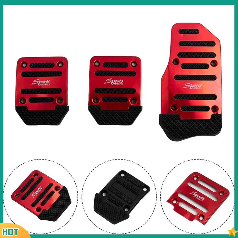 qc 1 Conjunto/3 Peças Pedais De Freio De Embreagem De Carro Capa Pedal Antiderrapante Vermelho