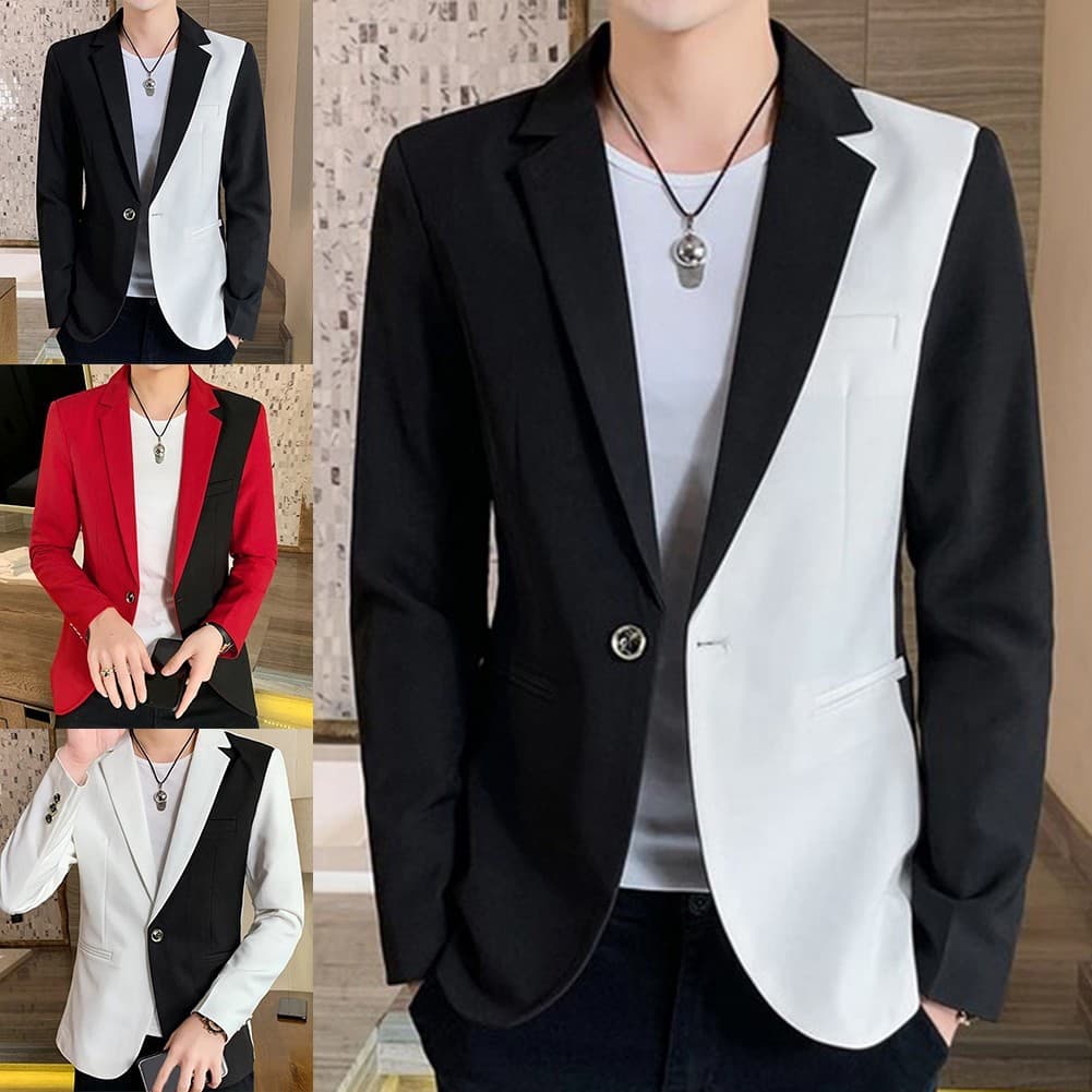 ONDE-BR ❤️ Blazer Masculino Slim Fit Moda Cor Combinando Terno Jaqueta Streetwear Festa Clube Top