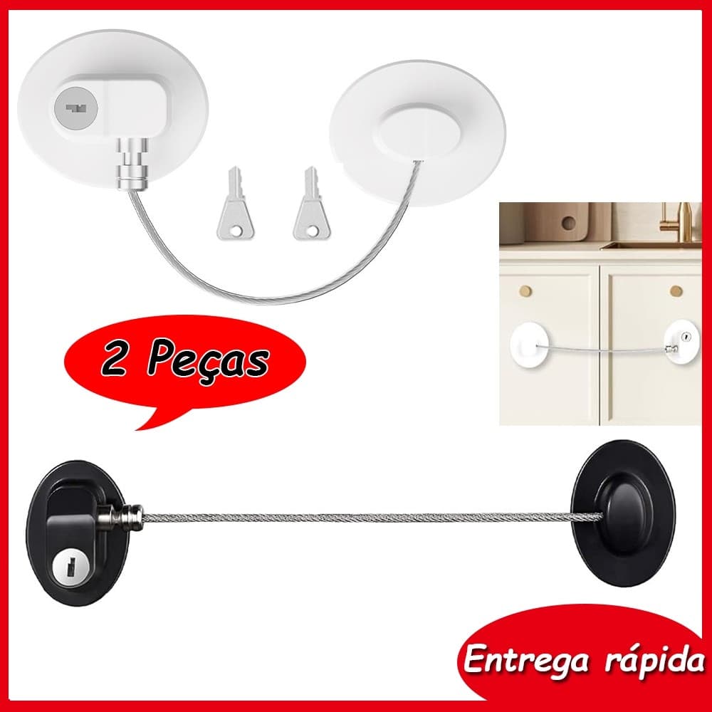 2 Redonda de Trava De Segurança Para Geladeira Porta Gaveta Armário Proteção Tranca Com Chave Crianças Bebê