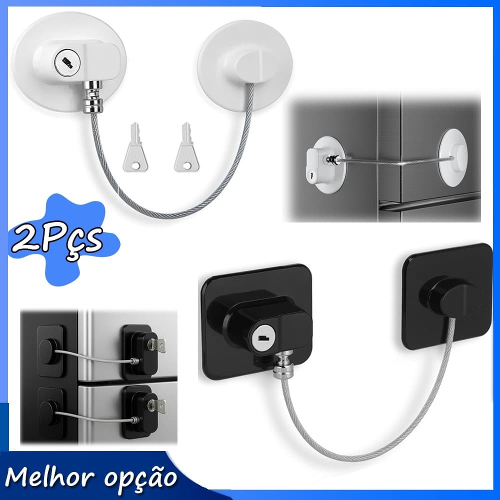 2 Trava De Segurança Chave Para Porta Gaveta Bebês Crianças Cadeado Sem Furar Para Geladeira Armario Com Chave