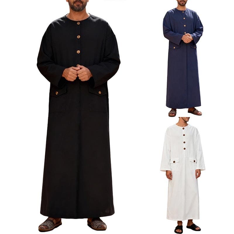 Muçulmano Gola Solta Saudita Redonda Hui Robe Árabe Roupas Masculinas Do Oriente Médio