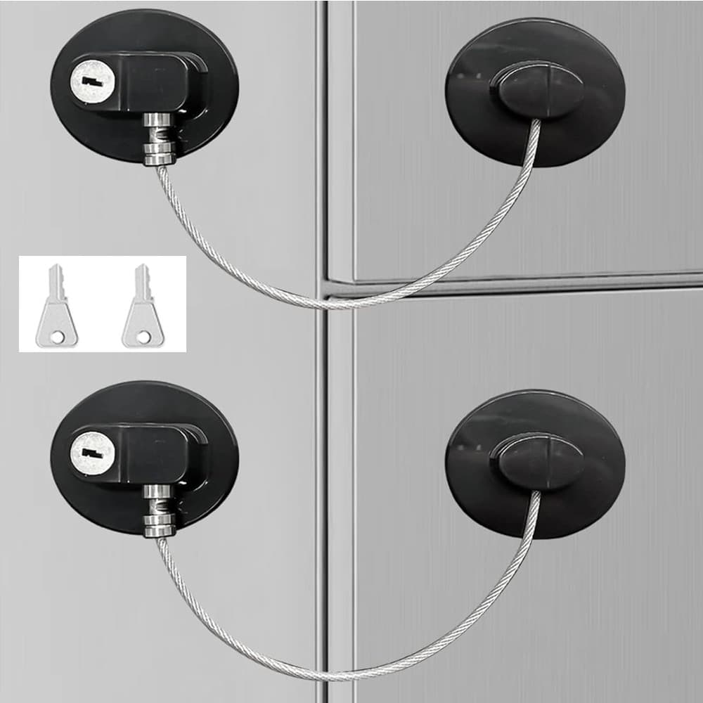 2 fechaduras de segurança ovais pretas sem perfuração, fácil instalação, armários de geladeira, portas, janelas, proteçã