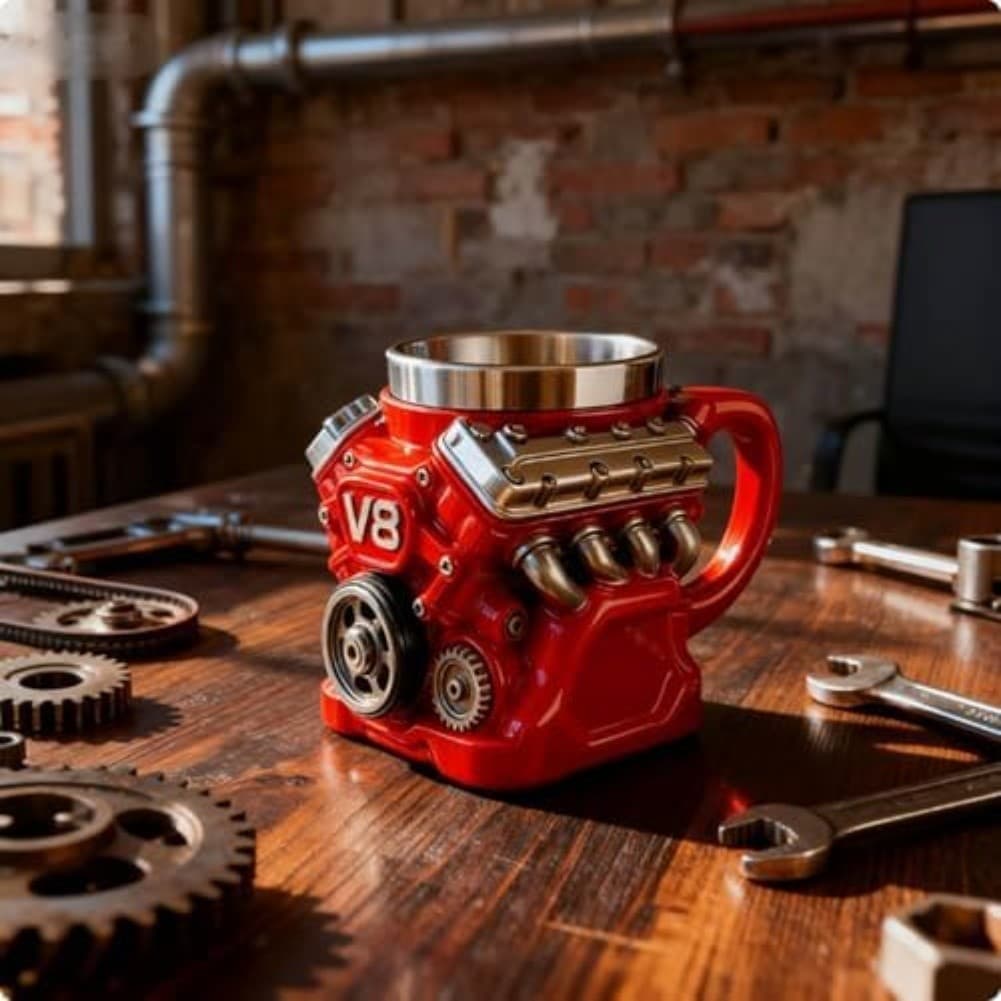[my] Caneca De Café Com Motor Retrô V8 Personalizada-Presente Perfeito Para Entusiastas De Carros !