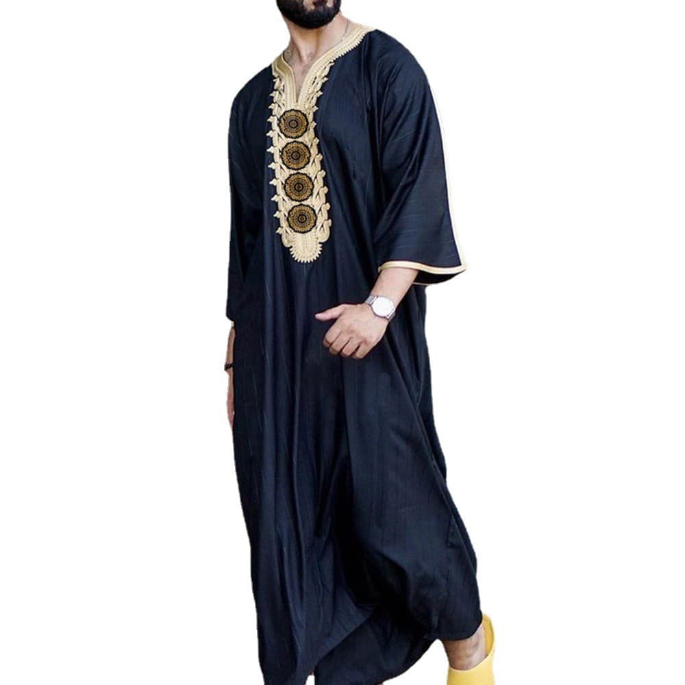 Homens Islâmico Árabe Kaftan Muçulmano Roupas Manga Longa Abaya Robes