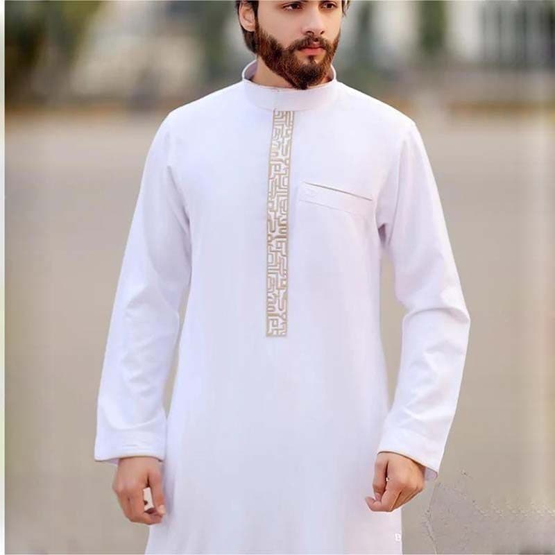 Estilo Étnico Árabe De Manga Comprida Em Torno Do Pescoço Bordado Roupas Islâmicas Arábia Saudita Kaftan Abaya