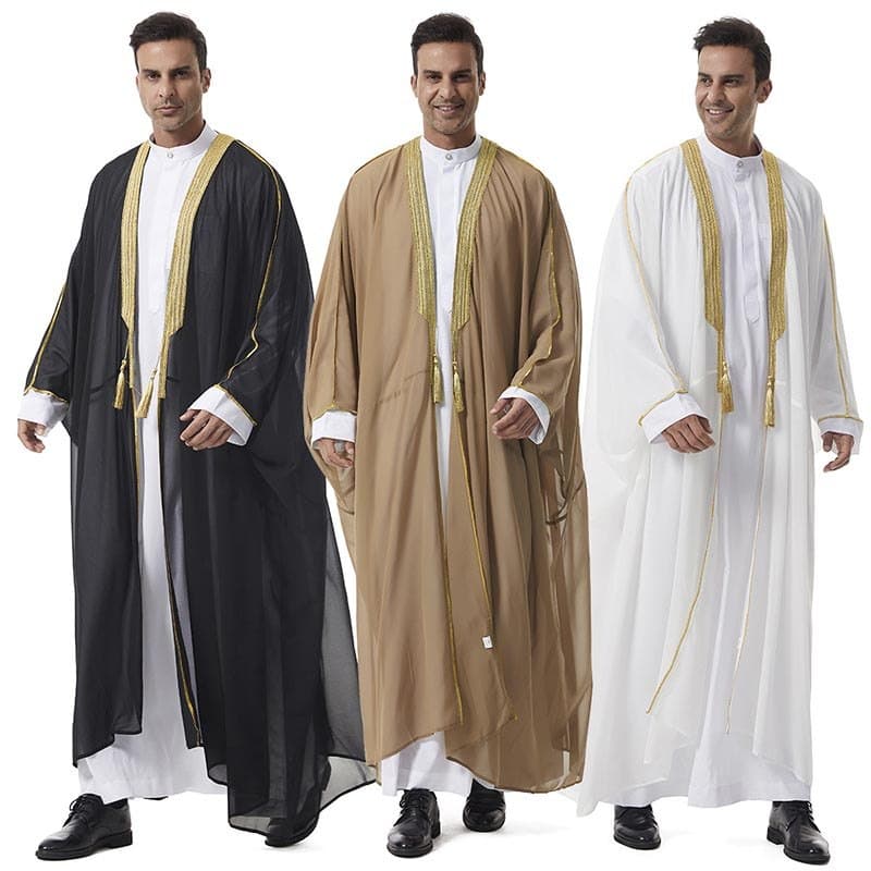 Chegada Muçulmano Masculino Abaya Estilos Árabes Pusht Thobes Bisht Robes De Roupas Étnicas