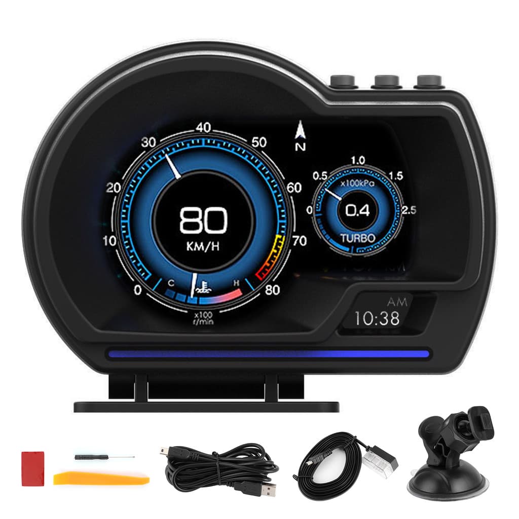 Telbr Head Up Display OBD2 + GPS Medidor Inteligente Carro HUD Velocímetro Turbo RPM Alarme Para Caminhão