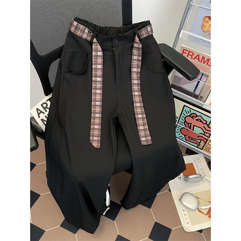 Calças de terno com Design de cinto americano masculino street Wear street cleanfit calças casuais outono Drape calças d