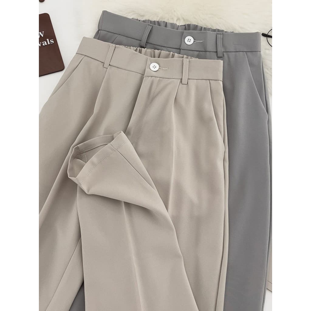 Calças de cintura Semi-elásticas masculinas estilo Hong Kong Drape calças retas primavera novo estilo juventude na moda 