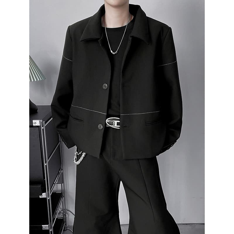 Ombro acolchoado Blazer masculino primavera outono Street Wear rufião bonito luz estilo maduro jaqueta High-End preto cu