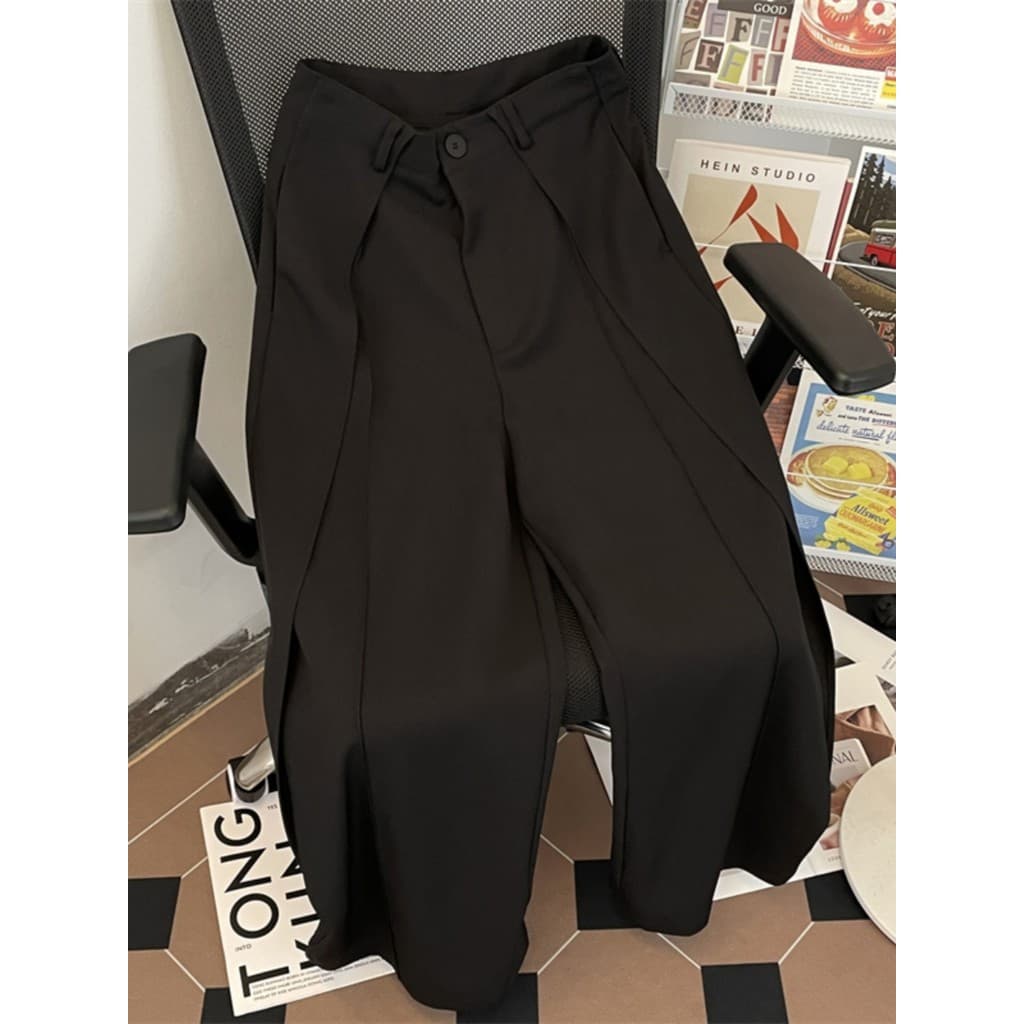 Desconstrução Premium Drape calças verão fino novo estilo calças casuais masculino japonês Retro solto calças de perna l