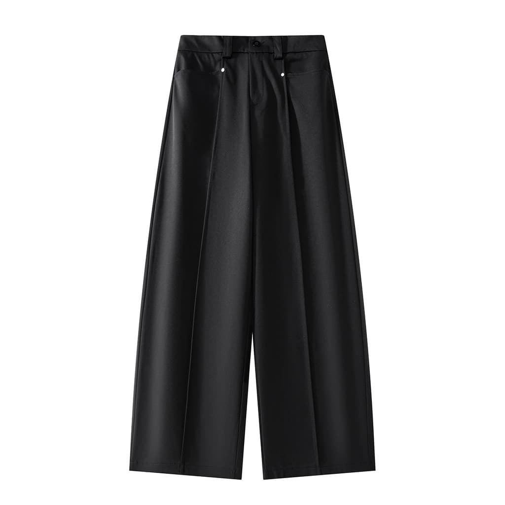 Estilo americano plissado calças de perna larga homens verão Street Wear solto calças casuais High-End sentimento Puffia