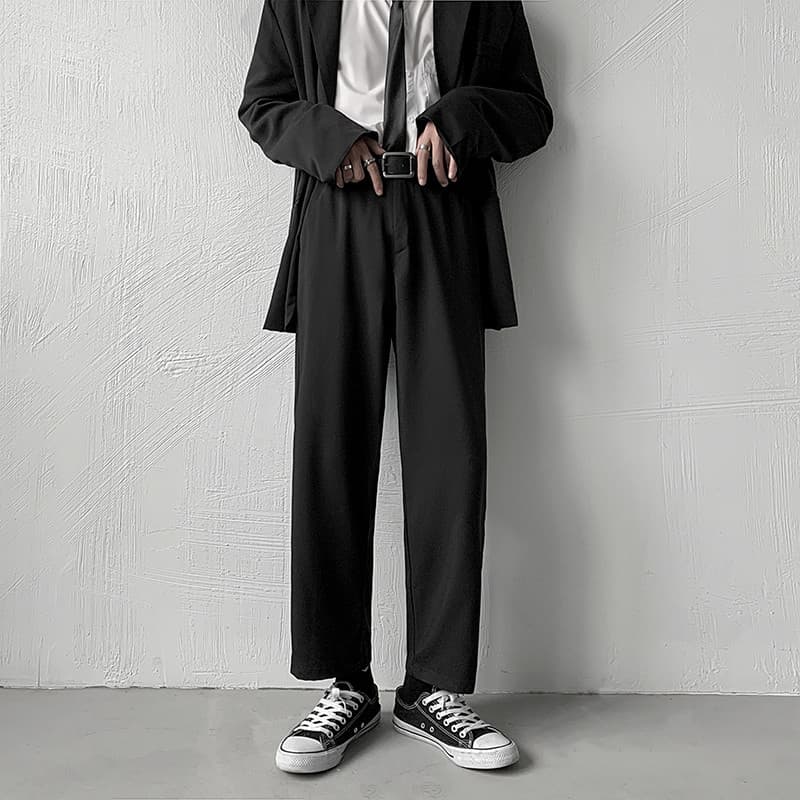 Estilo Hong Kong chique pingente calças pequenas homens outono All-Match bonito tornozelo comprimento calças versão core