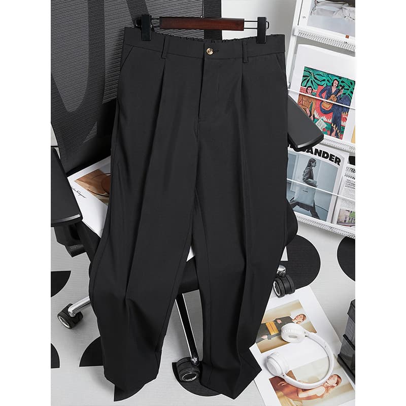 Verão não-ferro Drape pequeno terno calças Street Wear solto Semi-elástico calças casuais High-End cor sólida calças ret