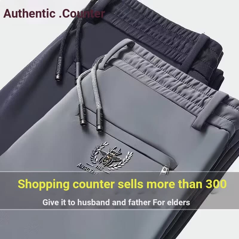 Calças de seda gelo dos homens verão estilo fino respirável tamanho grande calças casuais 2026 novo estilo de meia-idade