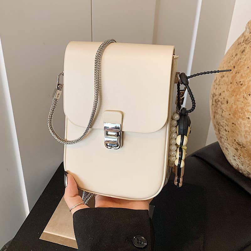 Textura de alta qualidade simples All-Match moda corrente ombro saco do telefone móvel feminino 2025 verão novo estilo c