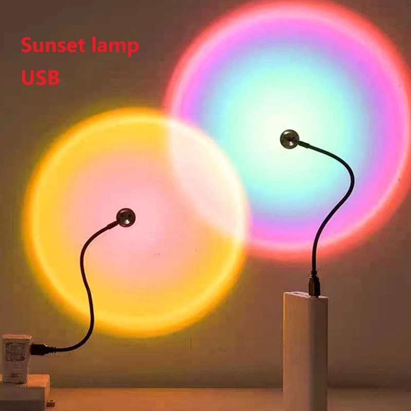 Pôr Do Sol Luz Da Sala internet USB Celebridade Cabeceira Tiro Nunca Define Fundo Ao Vivo Projeção Atmosfera De Fadas Lâ
