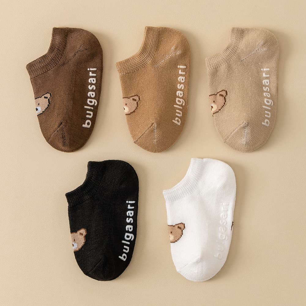 Meias Antiderrapantes Para Recém-Nascidos Bebês Meninas 5 Unidades/Conjunto Crianças-Meia De Tornozelo Com Estampa De Ur