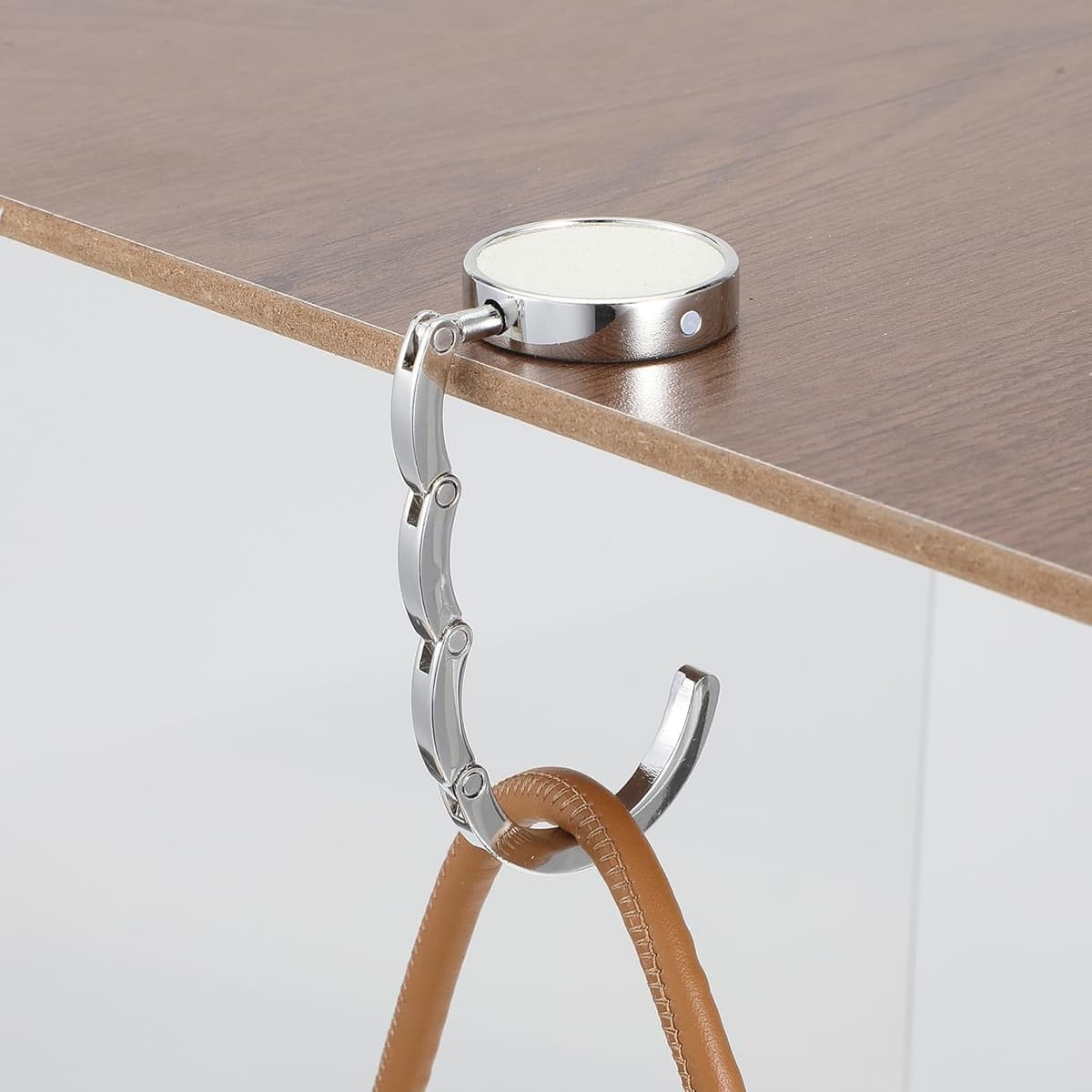 Conjunto com 2 Ganchos de Bolsa Dobráveis para Mulheres - Mini Suporte de Mesa para Bolsas (Design em Branco)