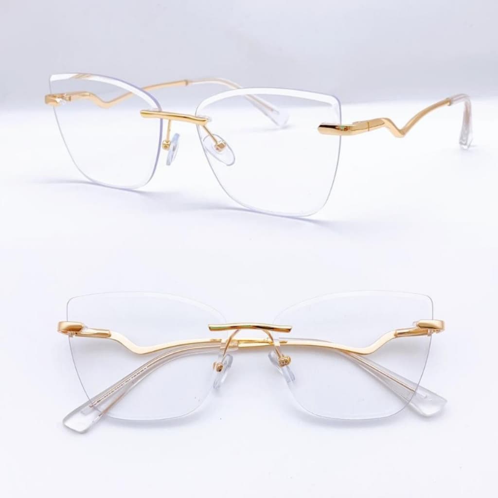 Óculos De Olho De Gato Modernos Dourados Para Homem/Mulher Leve Sem Moldura ​ Uso Diário