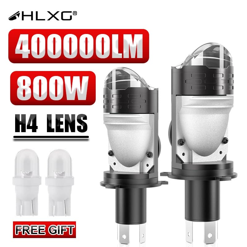 Lente de projetor Mini H4 Bi Led para faróis adaptativos de carro, lâmpadas alto e baixo feixe, plug and play, 6000K.